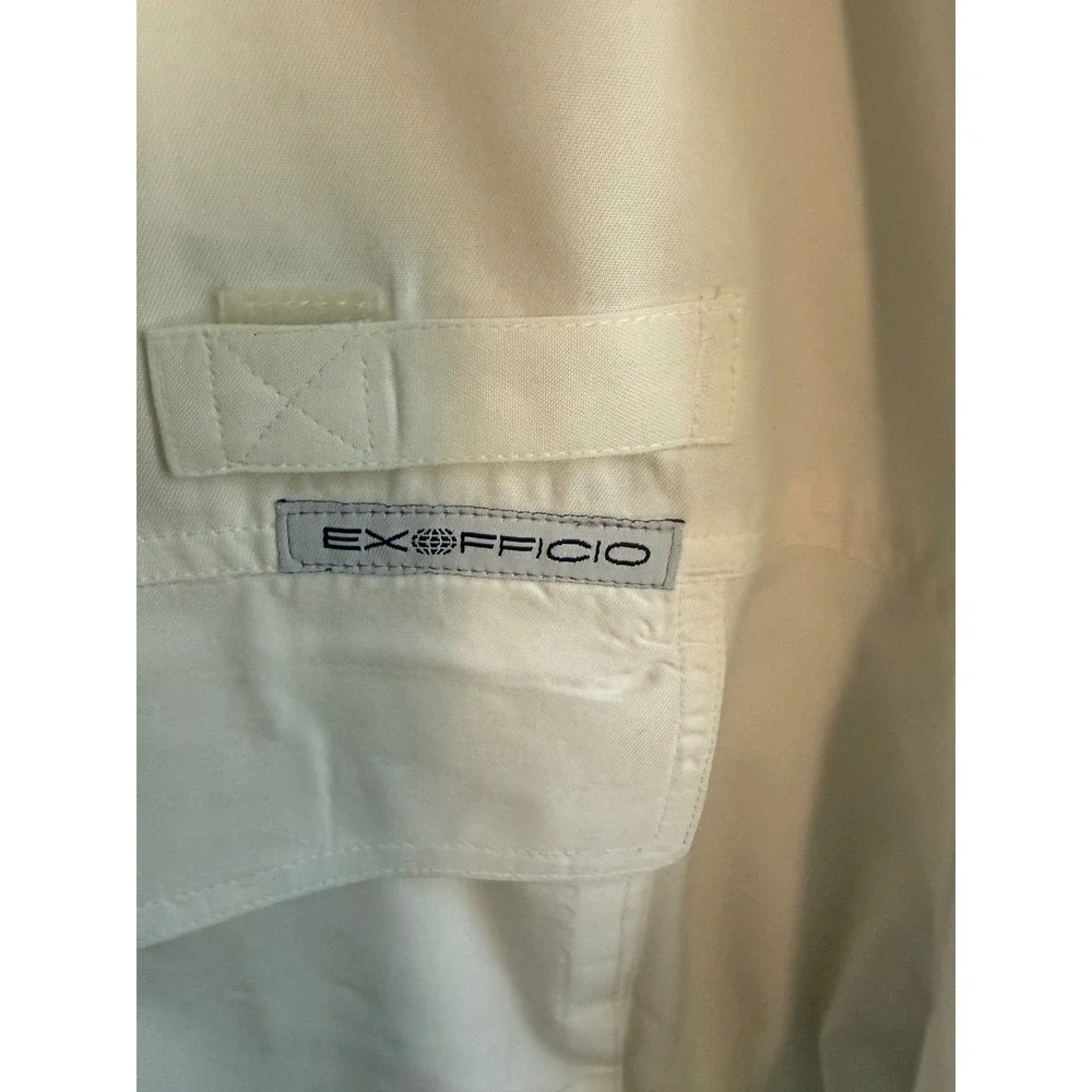 ExOfficio Adventure Mens XXL White Long Sleeve Fishing Shirt Ventilated Hiking